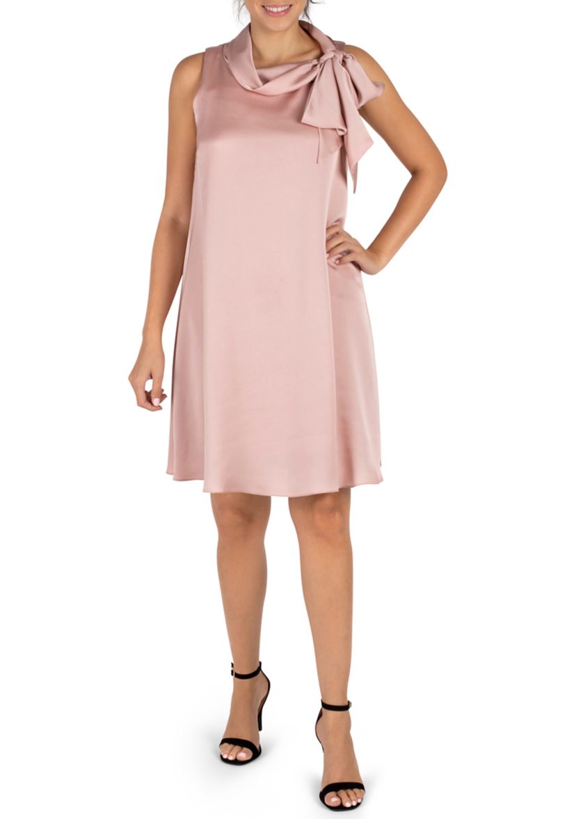 Sleeveless Satin Bow Tie Dress 