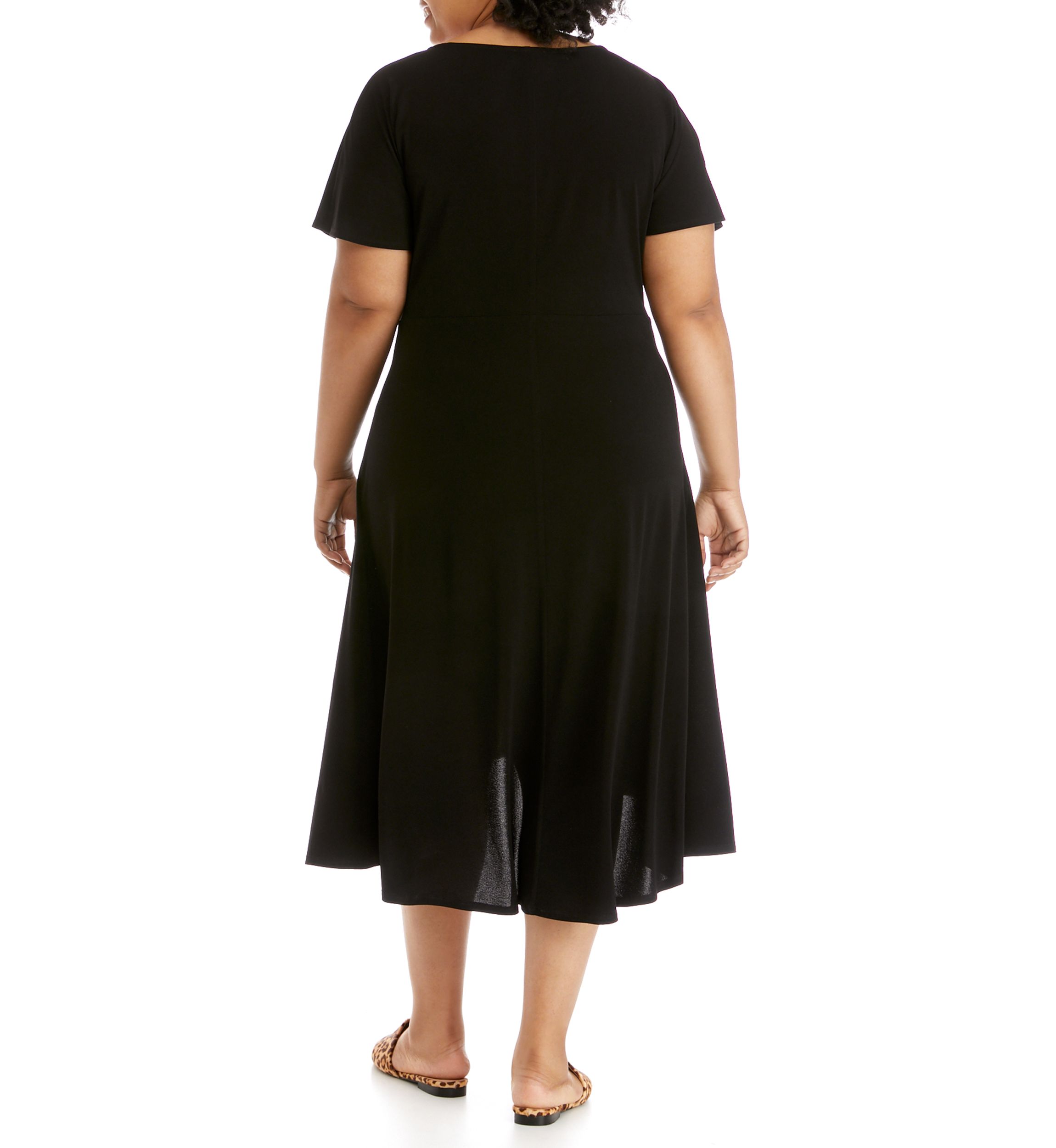 Plus Size Scoop Neck Tie Front Knit Dress