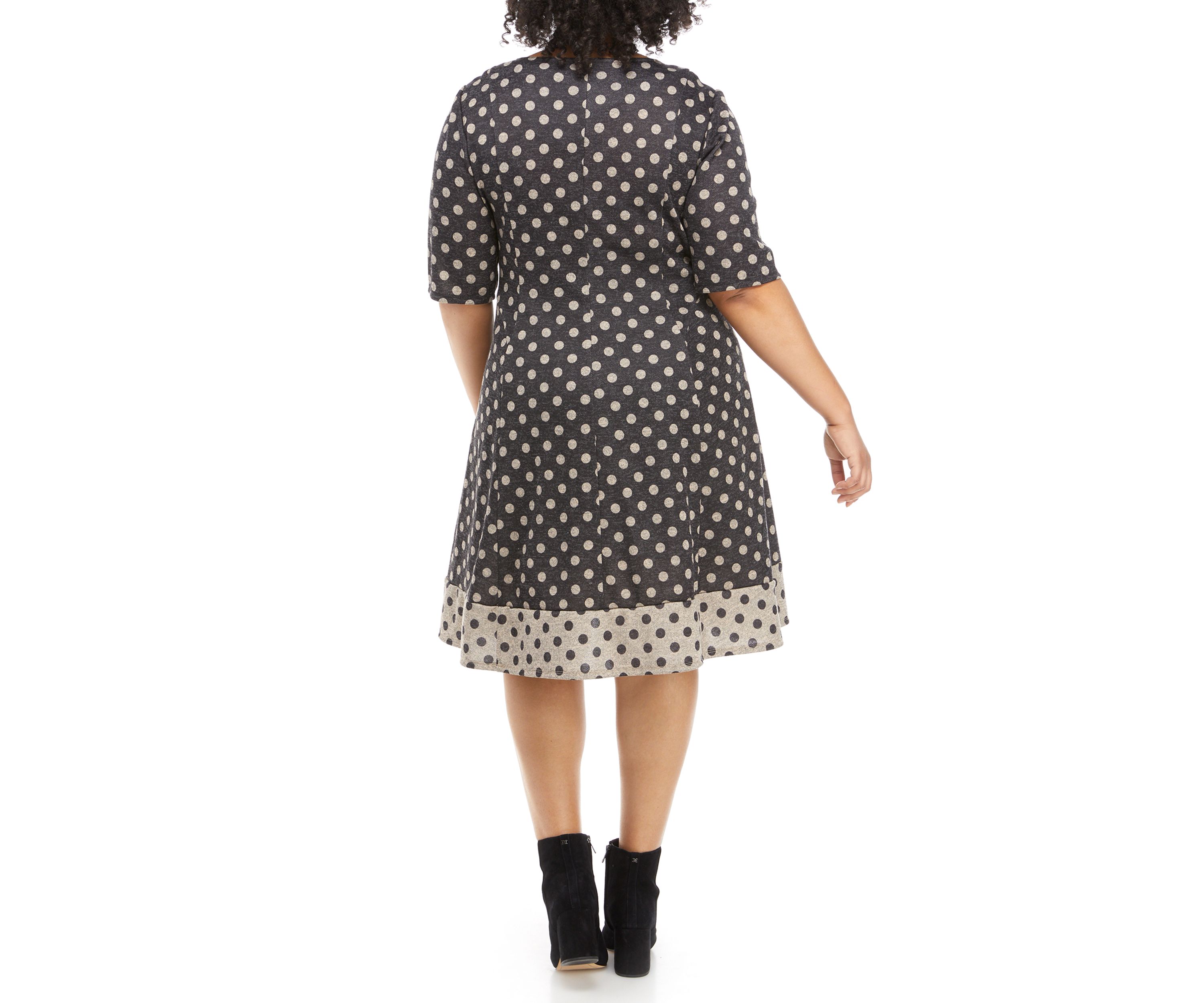 Plus Size Dot Fit and Flare Cozy Dress