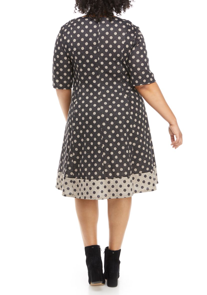 Plus Size Dot Fit and Flare Cozy Dress