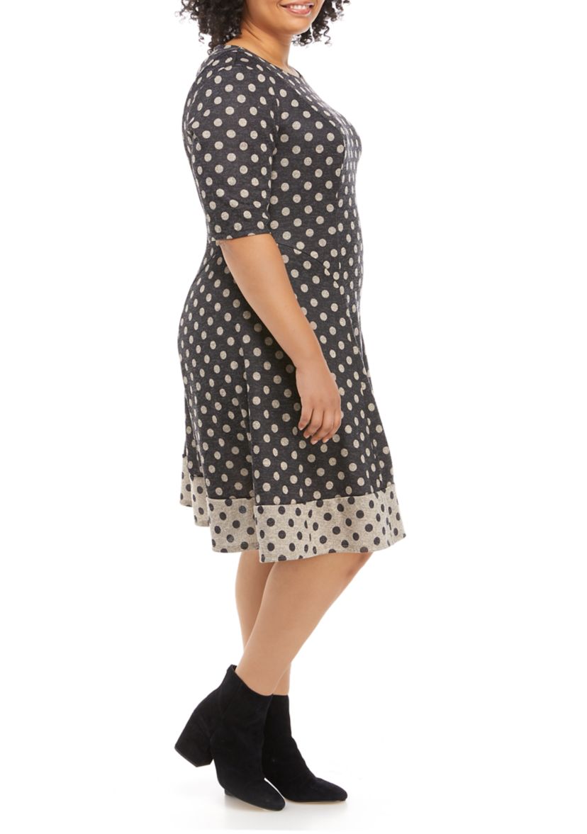 Plus Size Dot Fit and Flare Cozy Dress