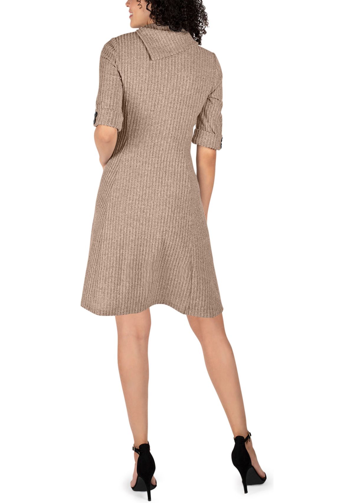 Womens Hacci Envelope Neck Fit and Flare Dress