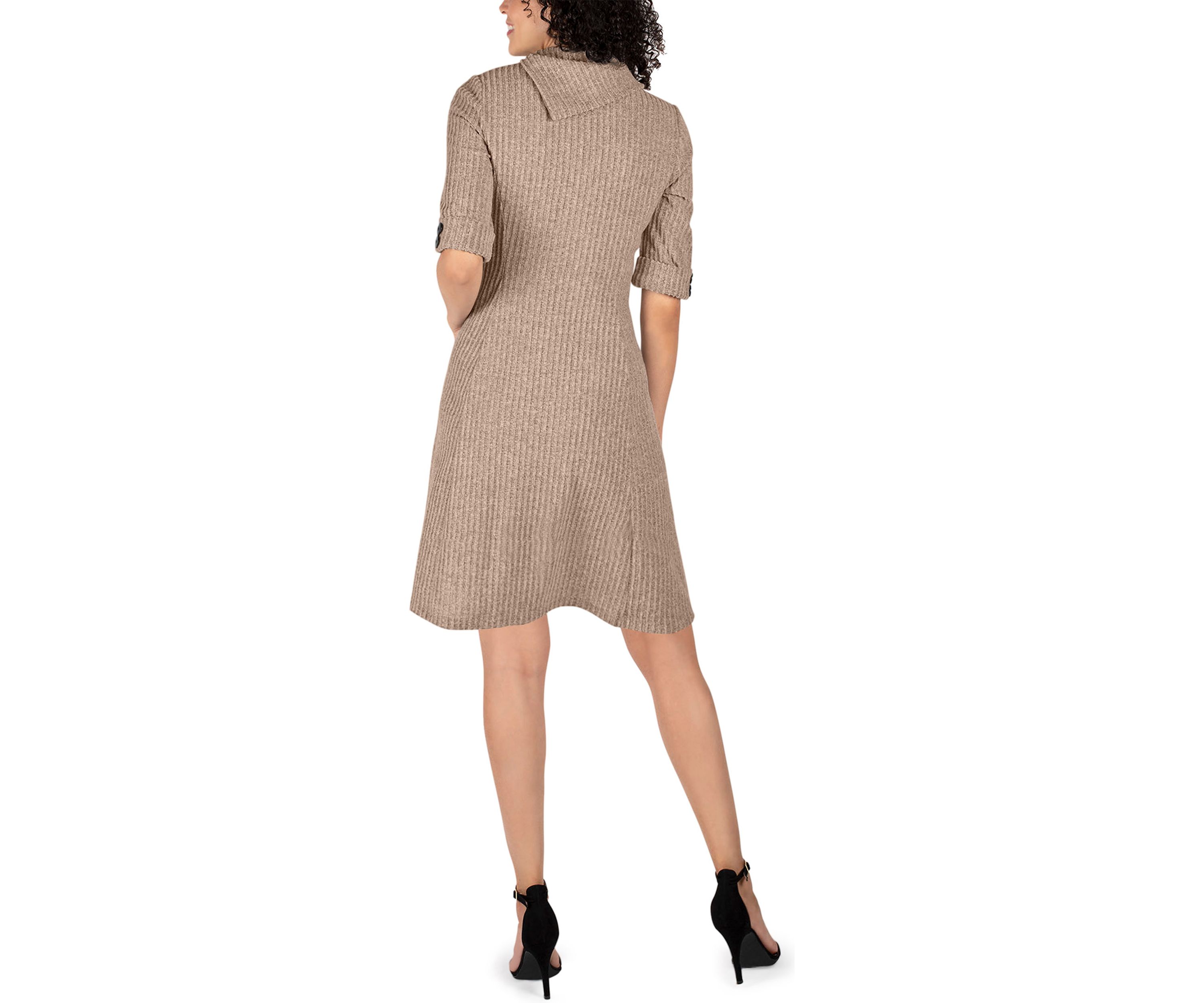 Womens Hacci Envelope Neck Fit and Flare Dress