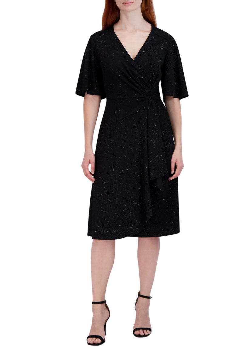 Womens Flutter Sleeve Midi Dress