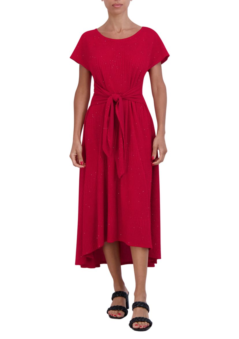 Womens Glitter Fit and Flare Dress