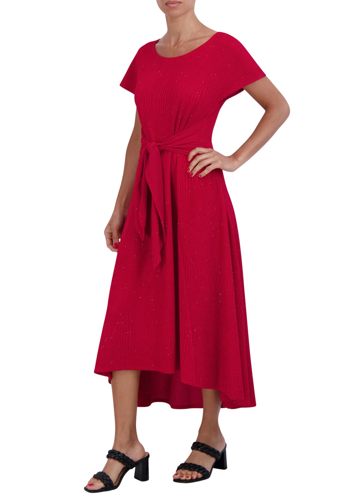 Womens Glitter Fit and Flare Dress