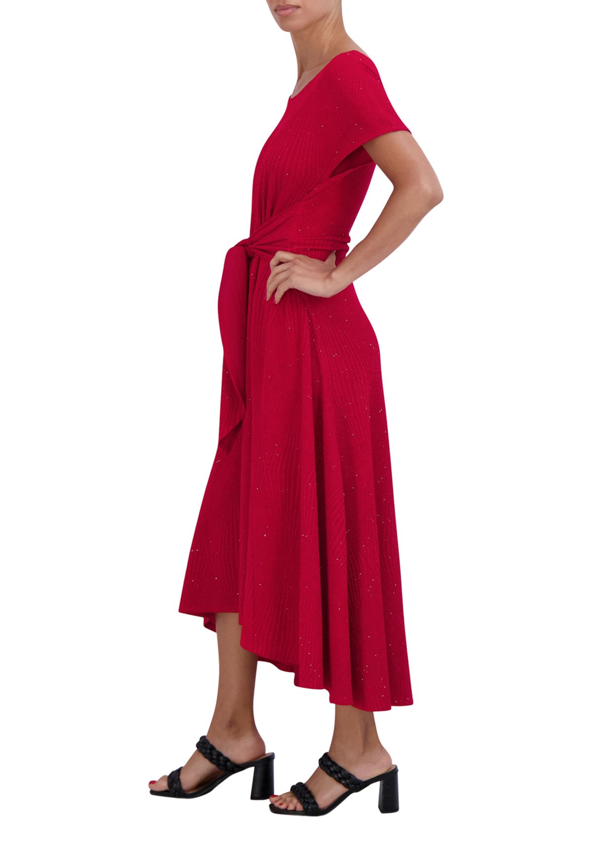 Womens Glitter Fit and Flare Dress