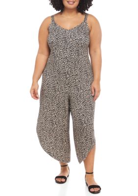 Robbie Bee Plus Size Leopard Jumpsuit with Ladder