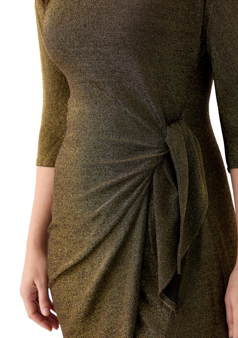 Womens 3/4 Sleeve Glitter Knit Dress