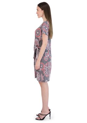 Women's Short Sleeve Printed A-Line Dress