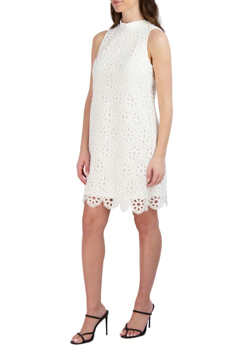 Womens Sleeveless Lace A-Line Dress