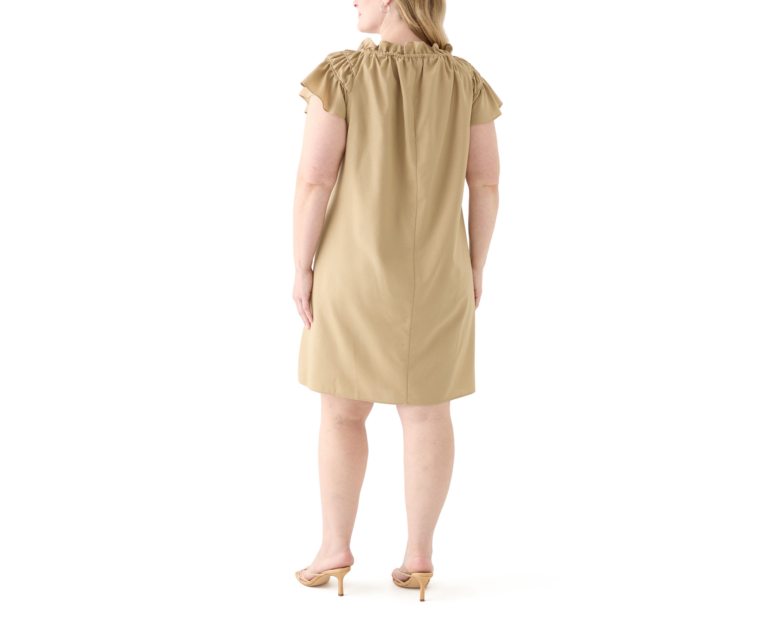 Plus Size Sleeveless Split Neck Linen A-Line Dress