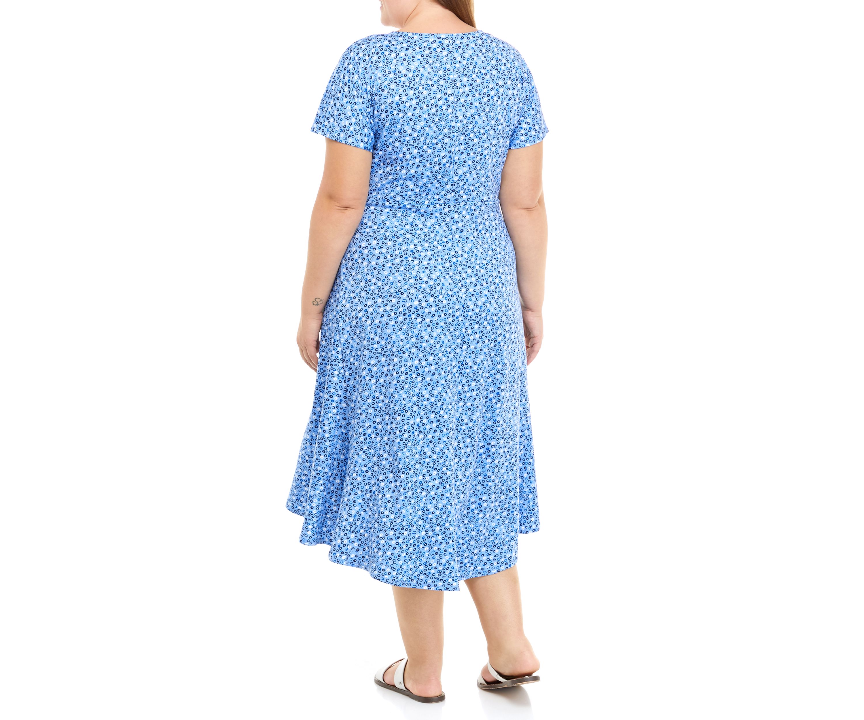 Plus Size Cap Sleeve Abstract Print Dress