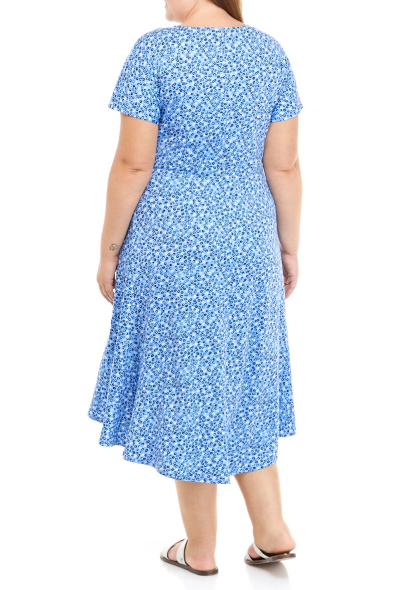 Plus Size Cap Sleeve Abstract Print Dress