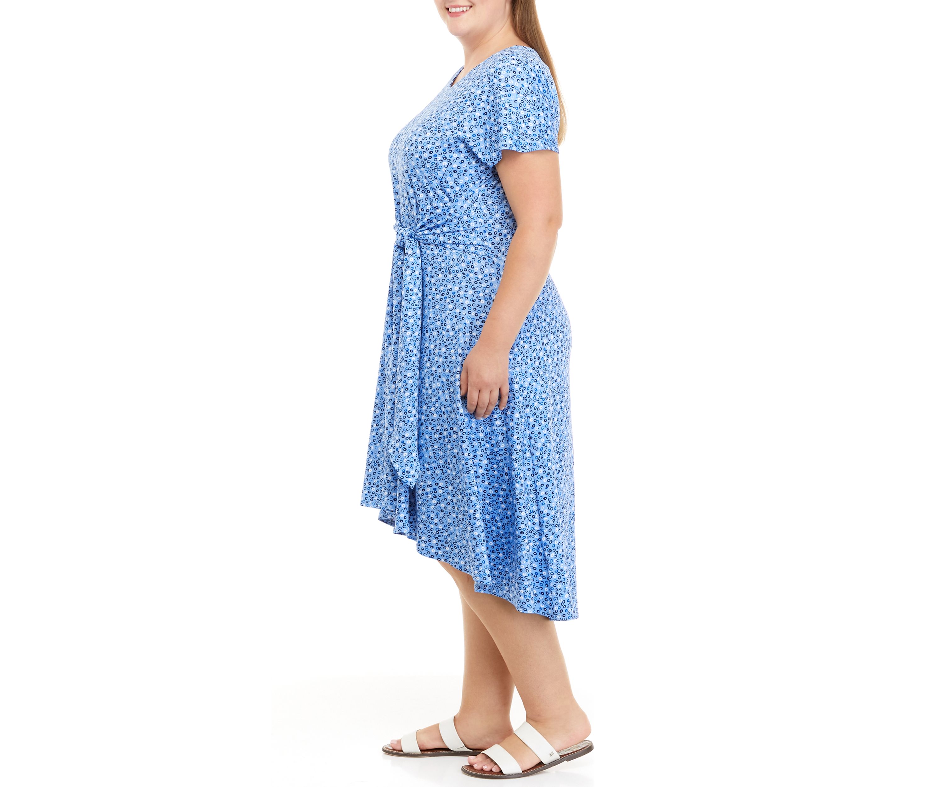 Plus Size Cap Sleeve Abstract Print Dress