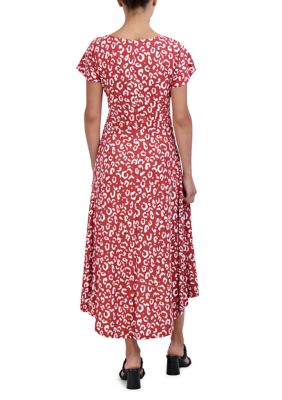 Women's Short Sleeve Tie Waist Floral Print Dress