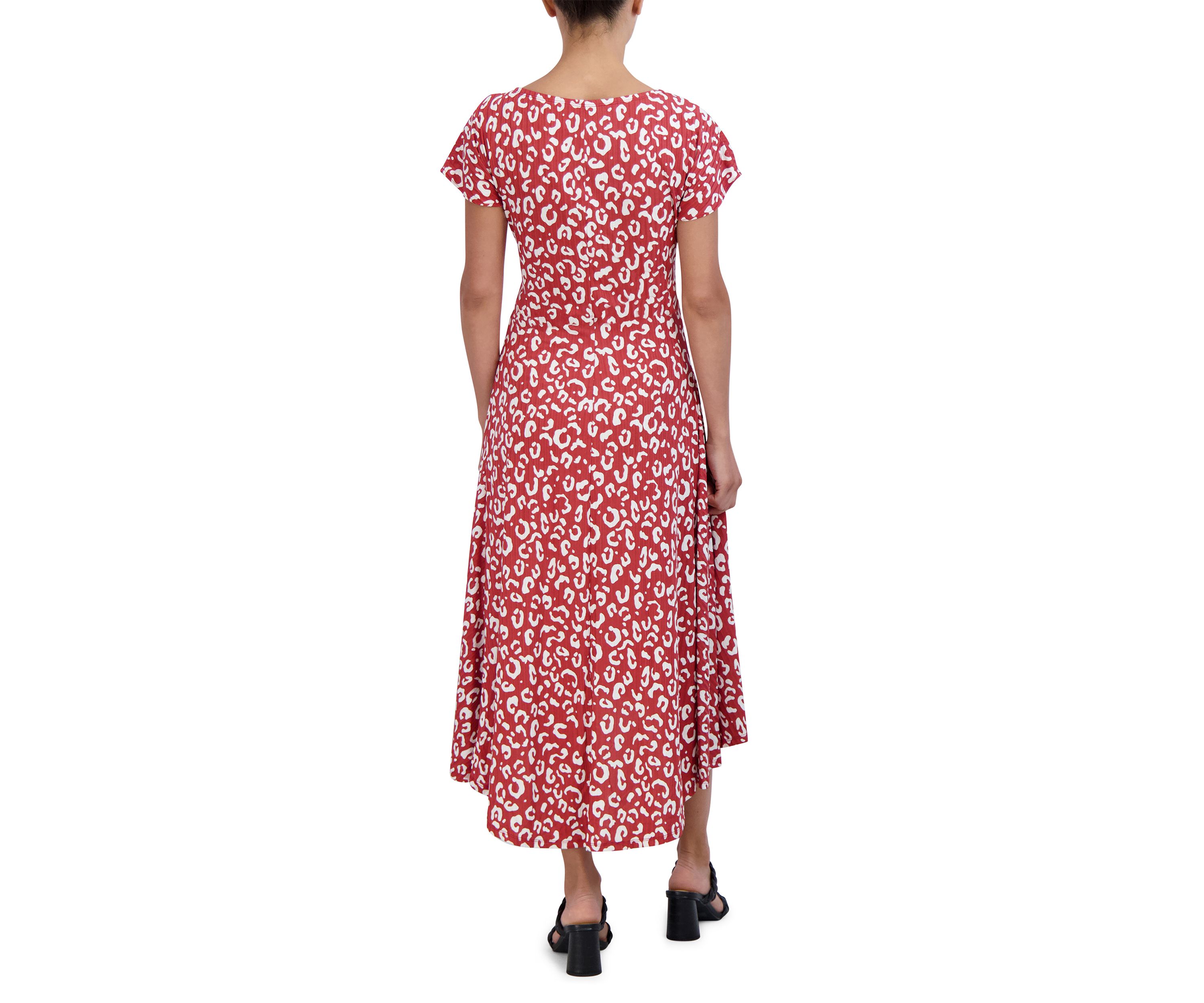 Womens Short Sleeve Tie Waist Floral Print Dress