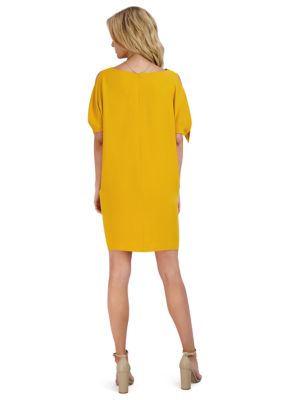 Women's Tie Sleeve Solid A-Line Dress