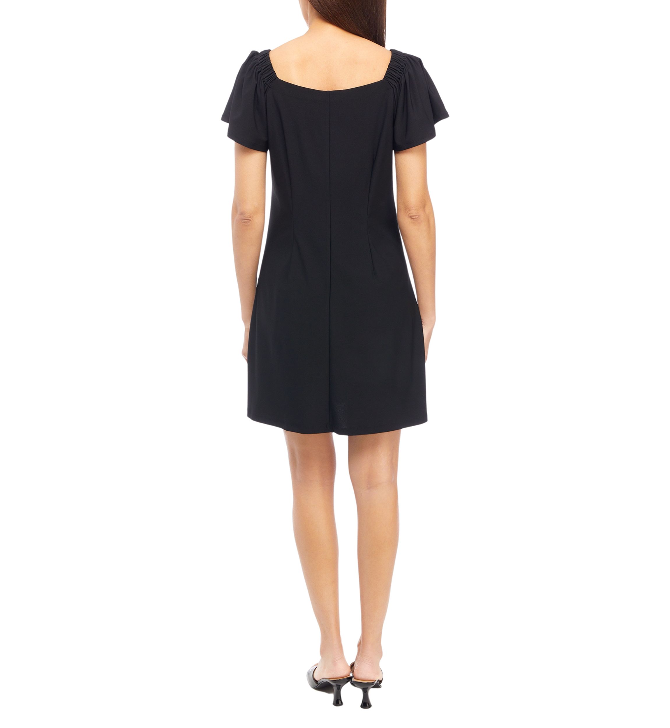 Womens Flutter Sleeve Scoop Neck A-Line Dress