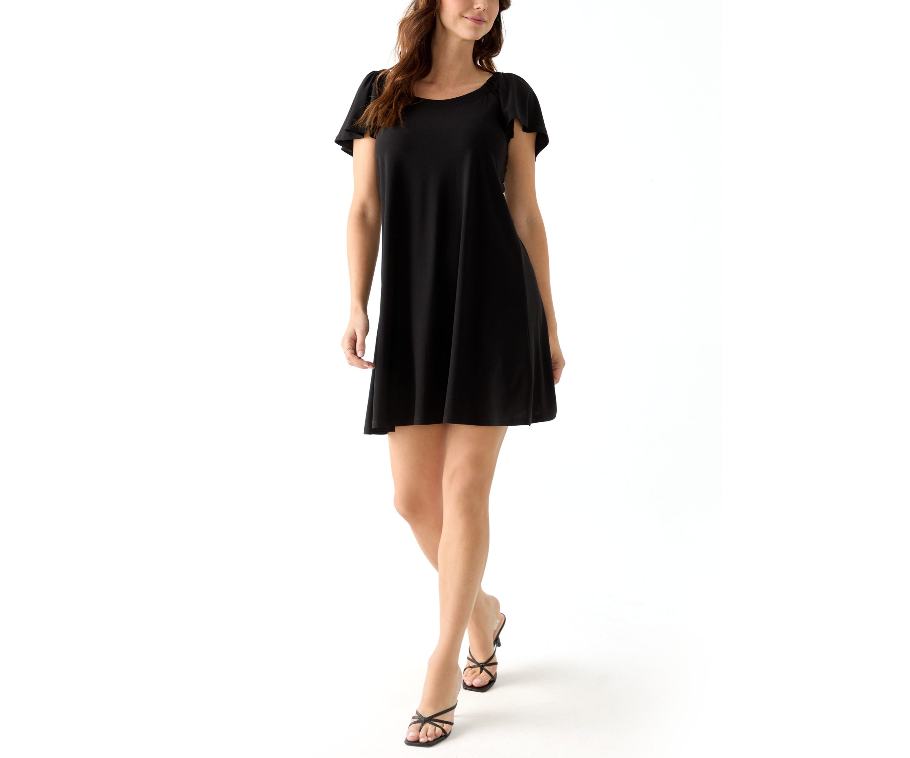 Womens Short Sleeve Crew Neck A-Line Dress