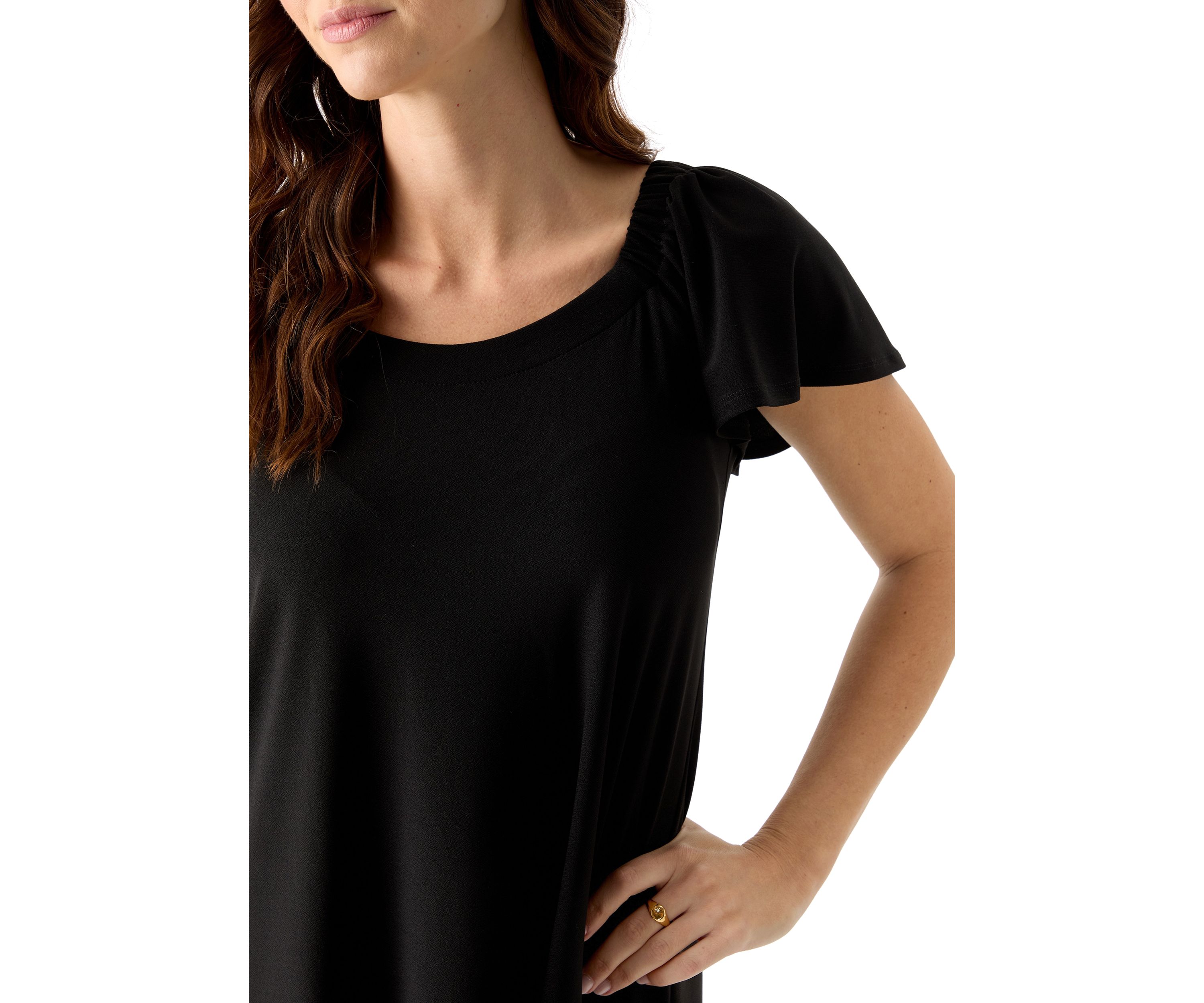 Womens Short Sleeve Crew Neck A-Line Dress