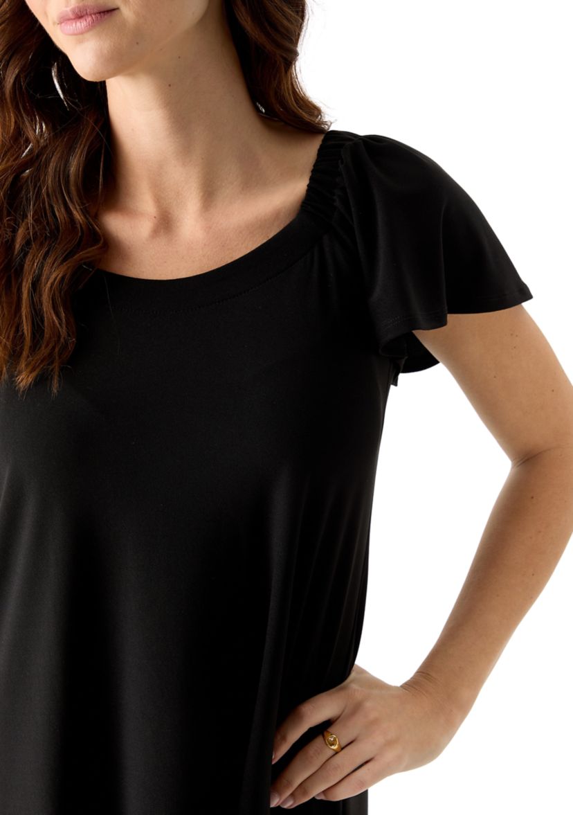 Womens Short Sleeve Crew Neck A-Line Dress