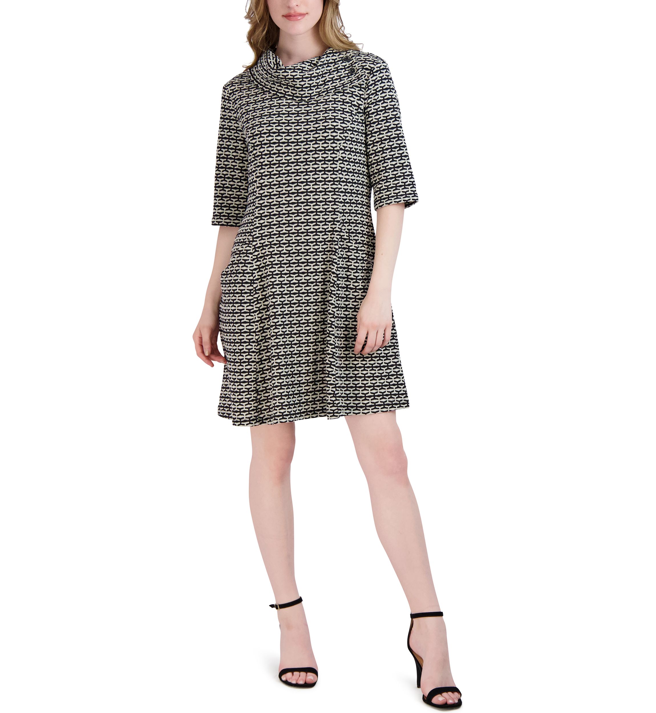 Womens Envelope Neck Fit and Flare Dress