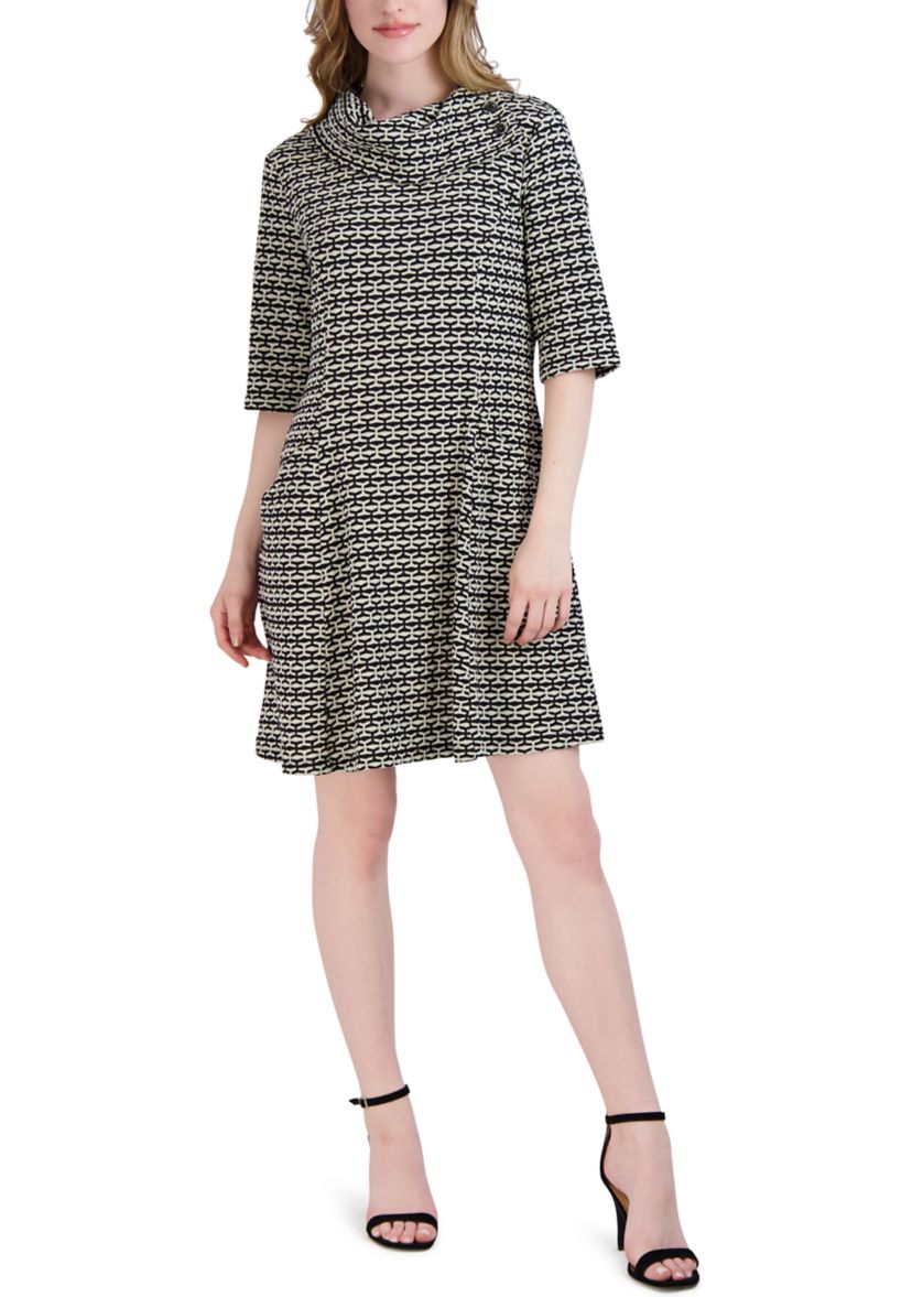 Womens Envelope Neck Fit and Flare Dress