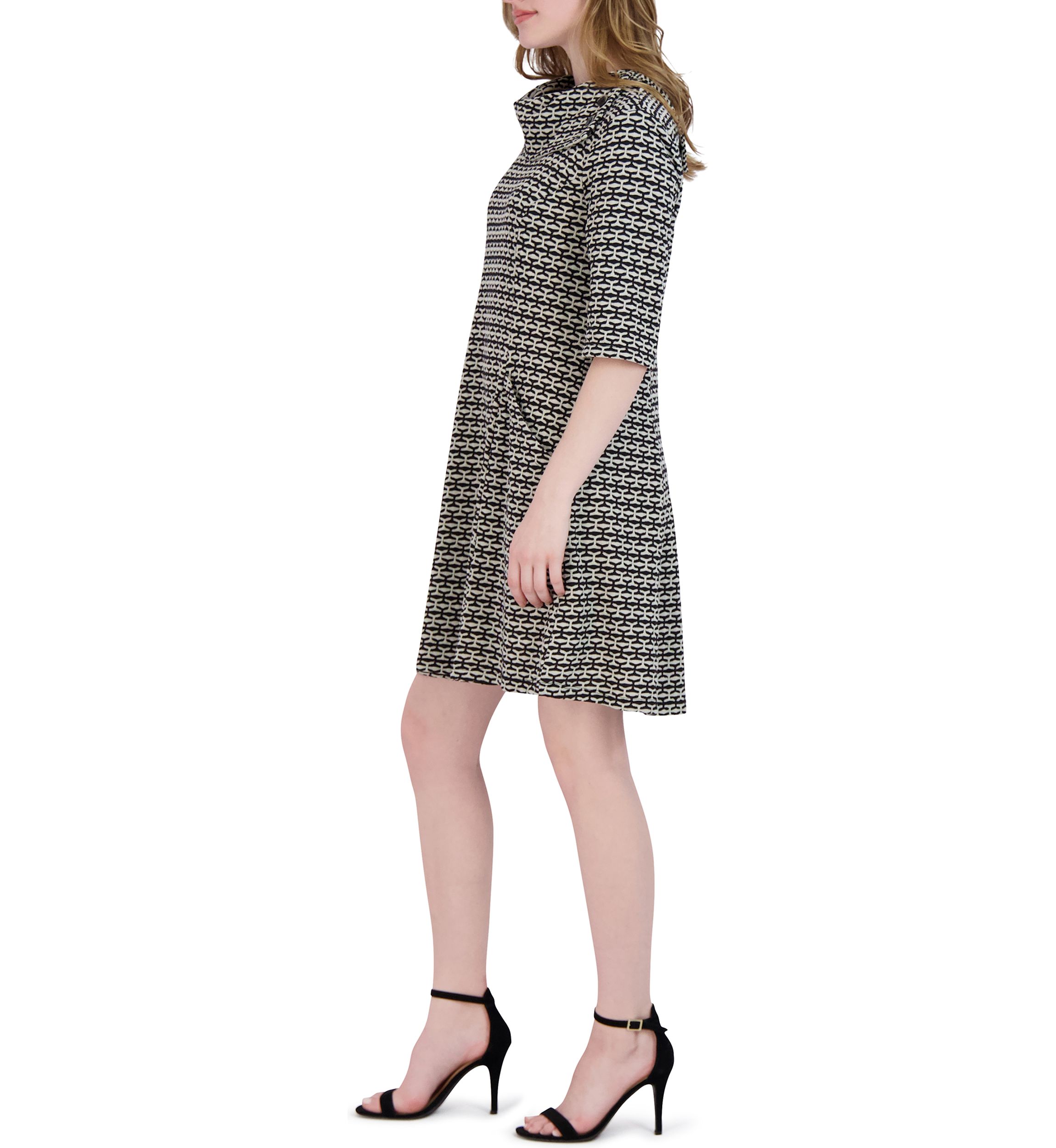 Womens Envelope Neck Fit and Flare Dress