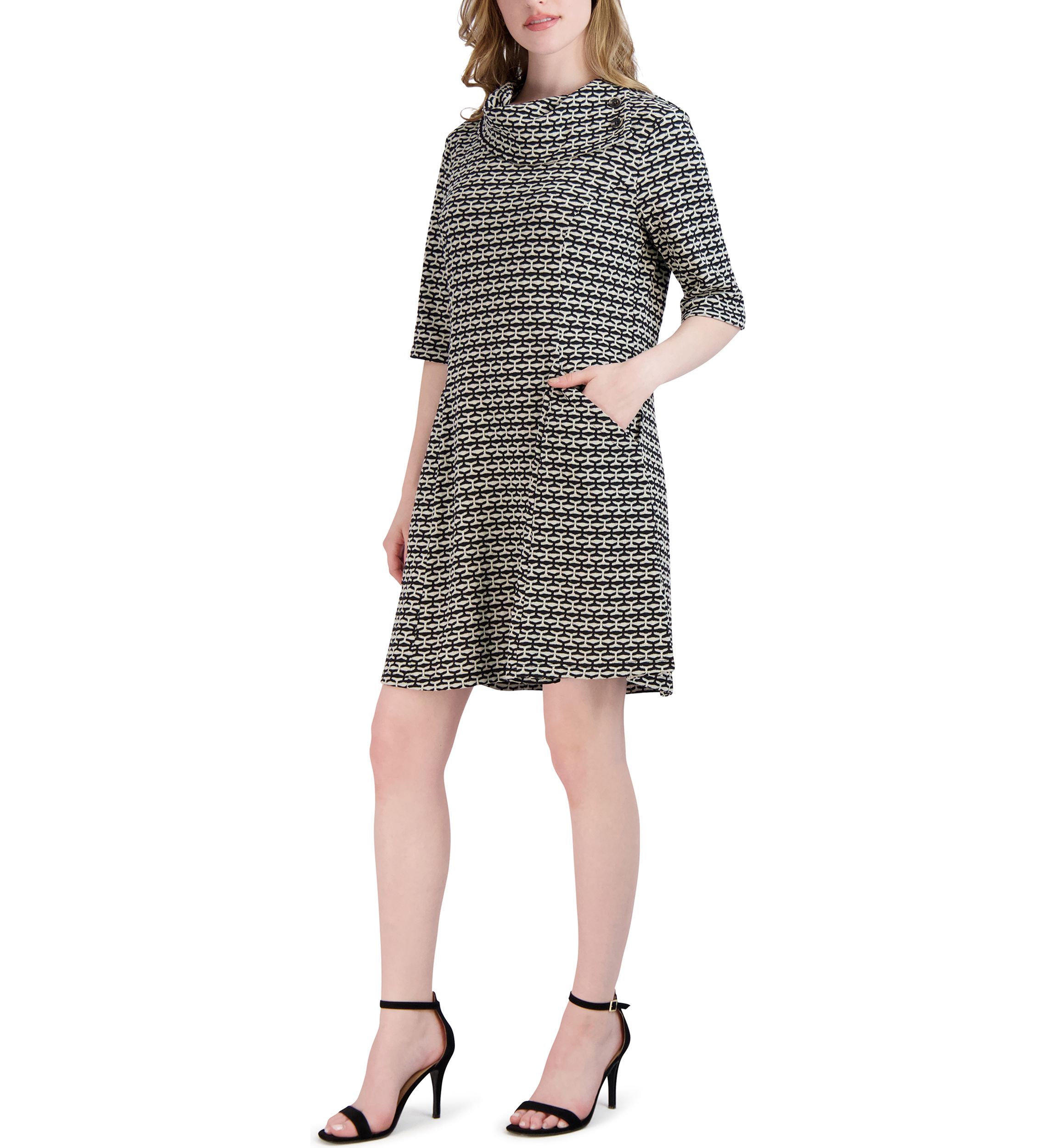 Womens Envelope Neck Fit and Flare Dress