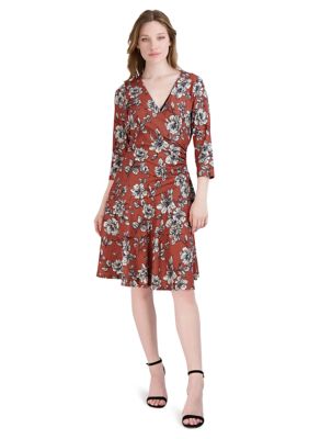 Women's 3/4 Puff Sleeve Floral Dress