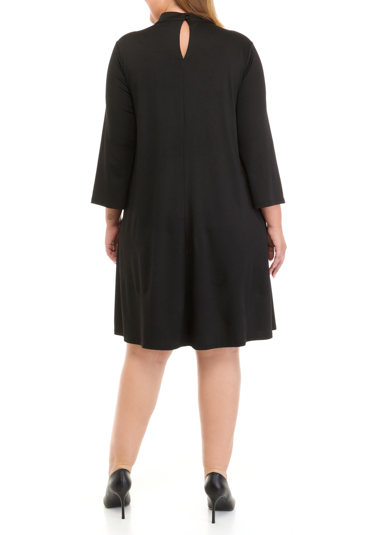 Plus Size 3/4 Sleeve Mock Neck Dress