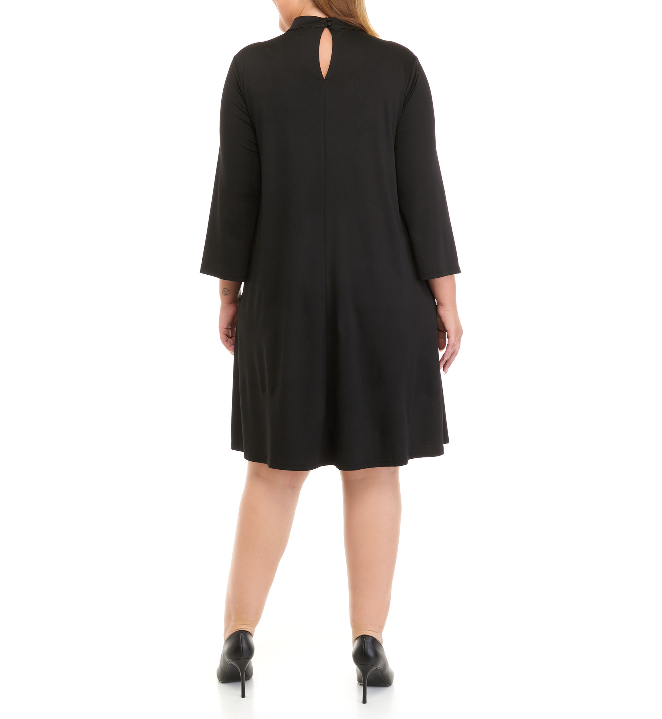 Plus Size 3/4 Sleeve Mock Neck Dress
