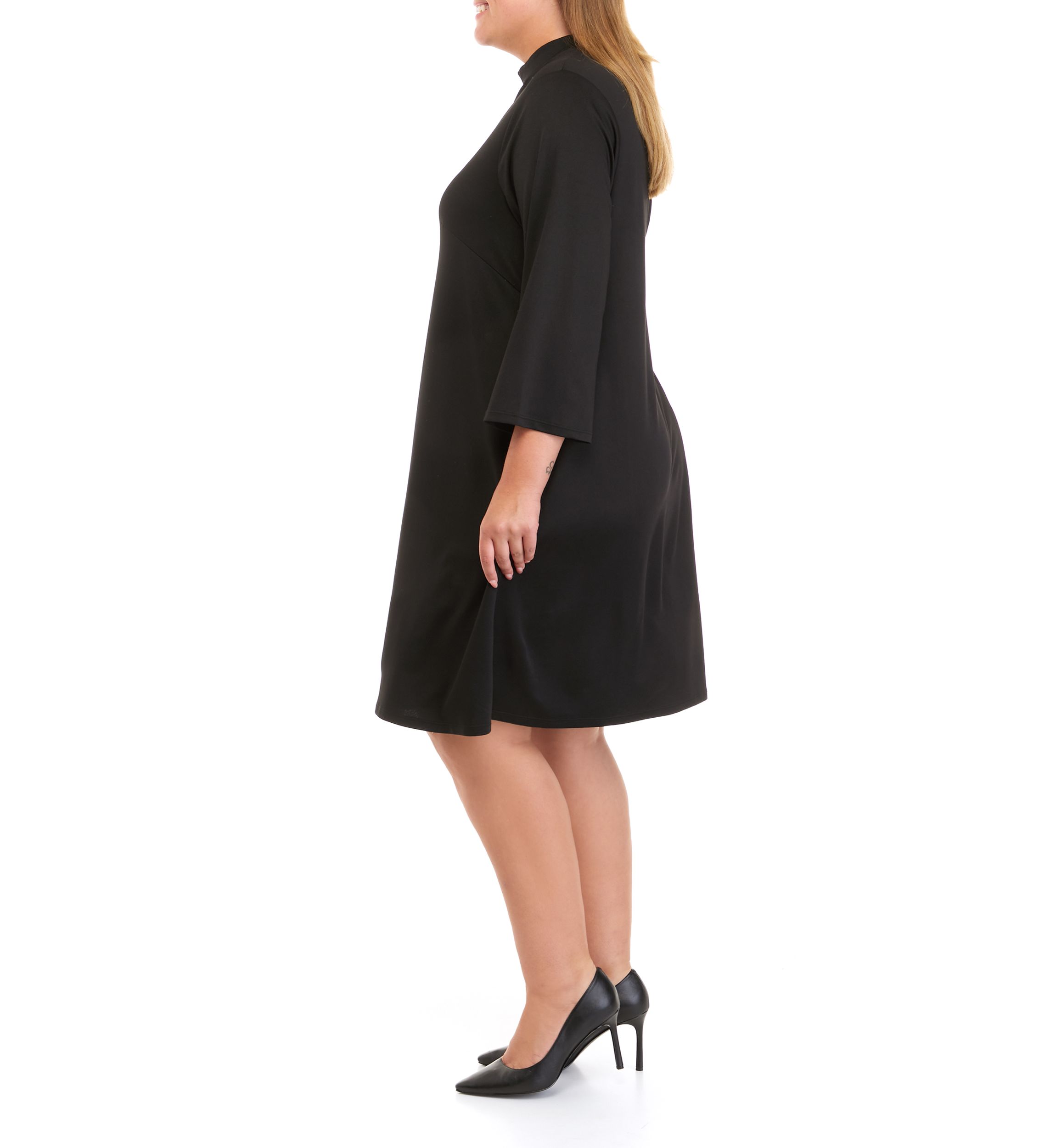 Plus Size 3/4 Sleeve Mock Neck Dress