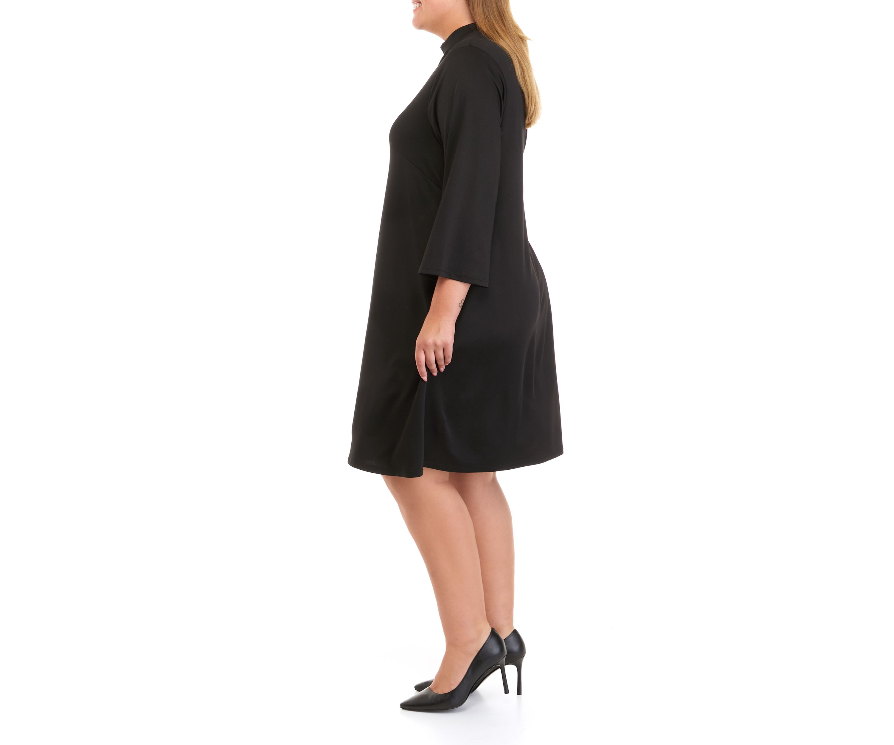 Plus Size 3/4 Sleeve Mock Neck Dress