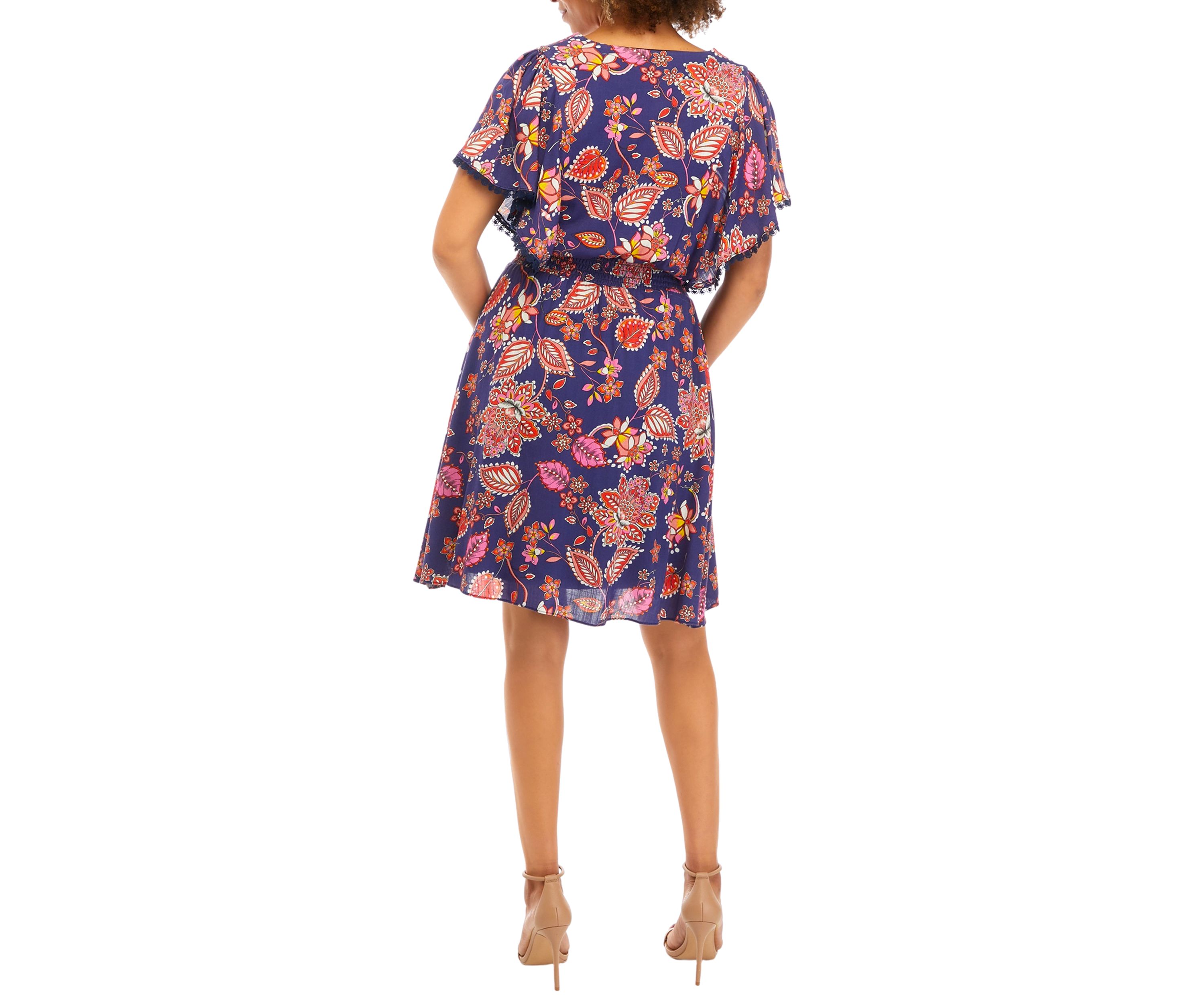 Womens Short Sleeve Paisley Print Chiffon Dress