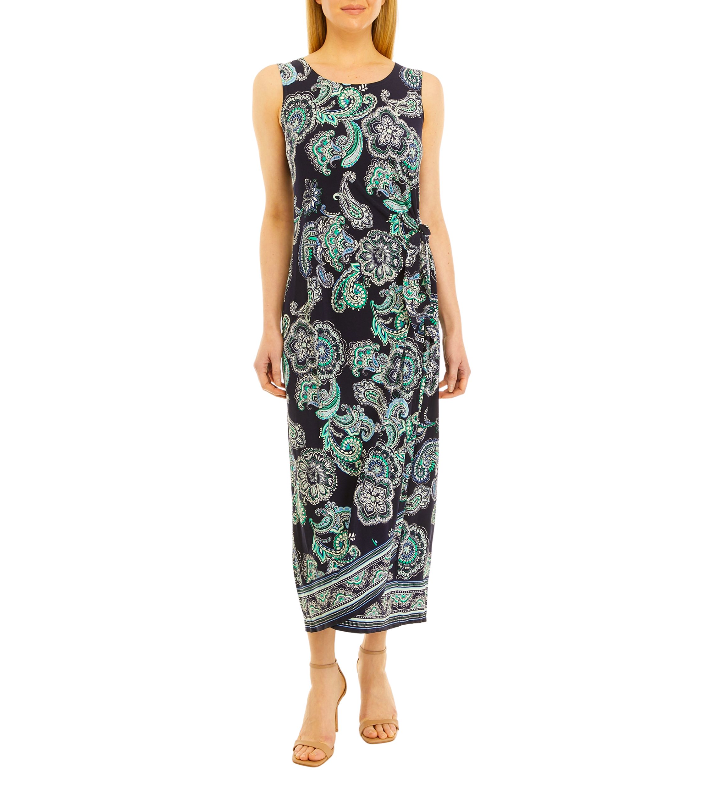 Womens Sleeveless Medallion Print Dress
