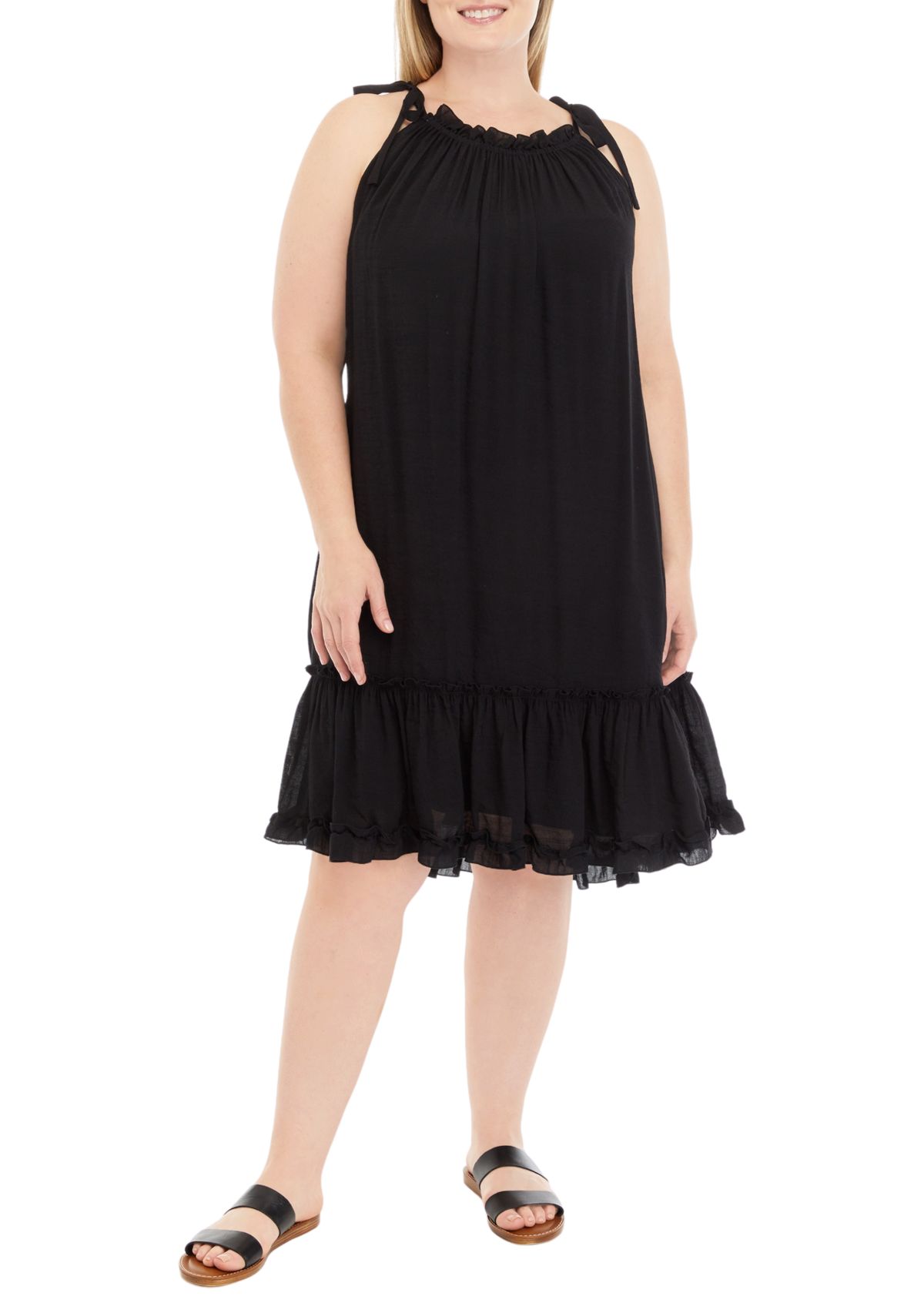 Womens Sleeveless Halter Neck A-Line Dress