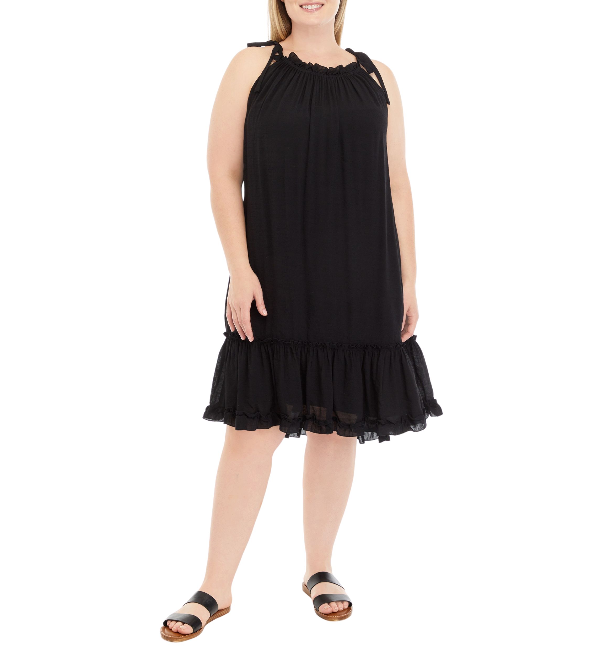 Womens Sleeveless Halter Neck A-Line Dress