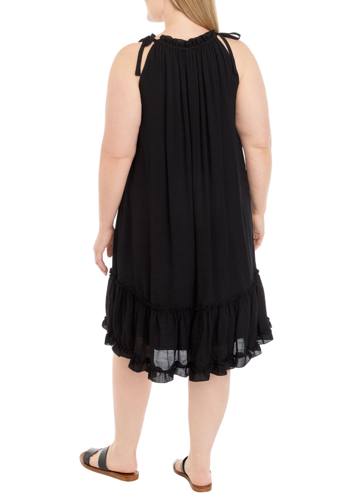 Womens Sleeveless Halter Neck A-Line Dress