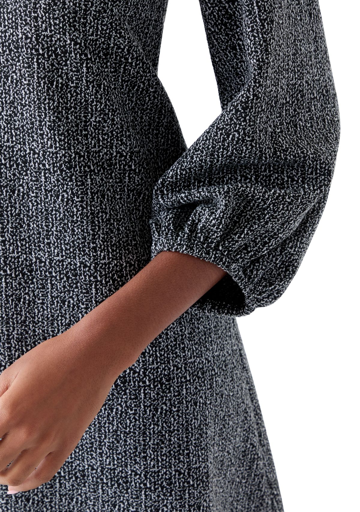Womens Mock Neck Solid Bouclé Dress