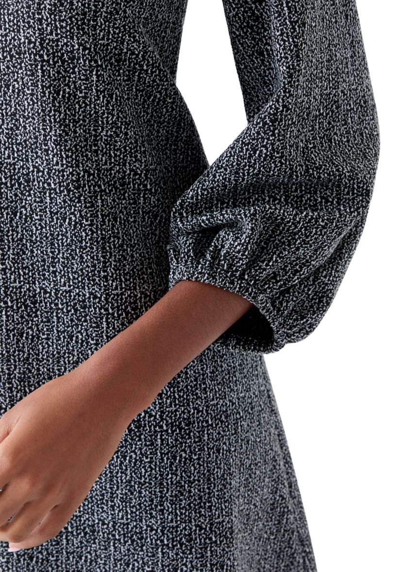 Womens Mock Neck Solid Bouclé Dress