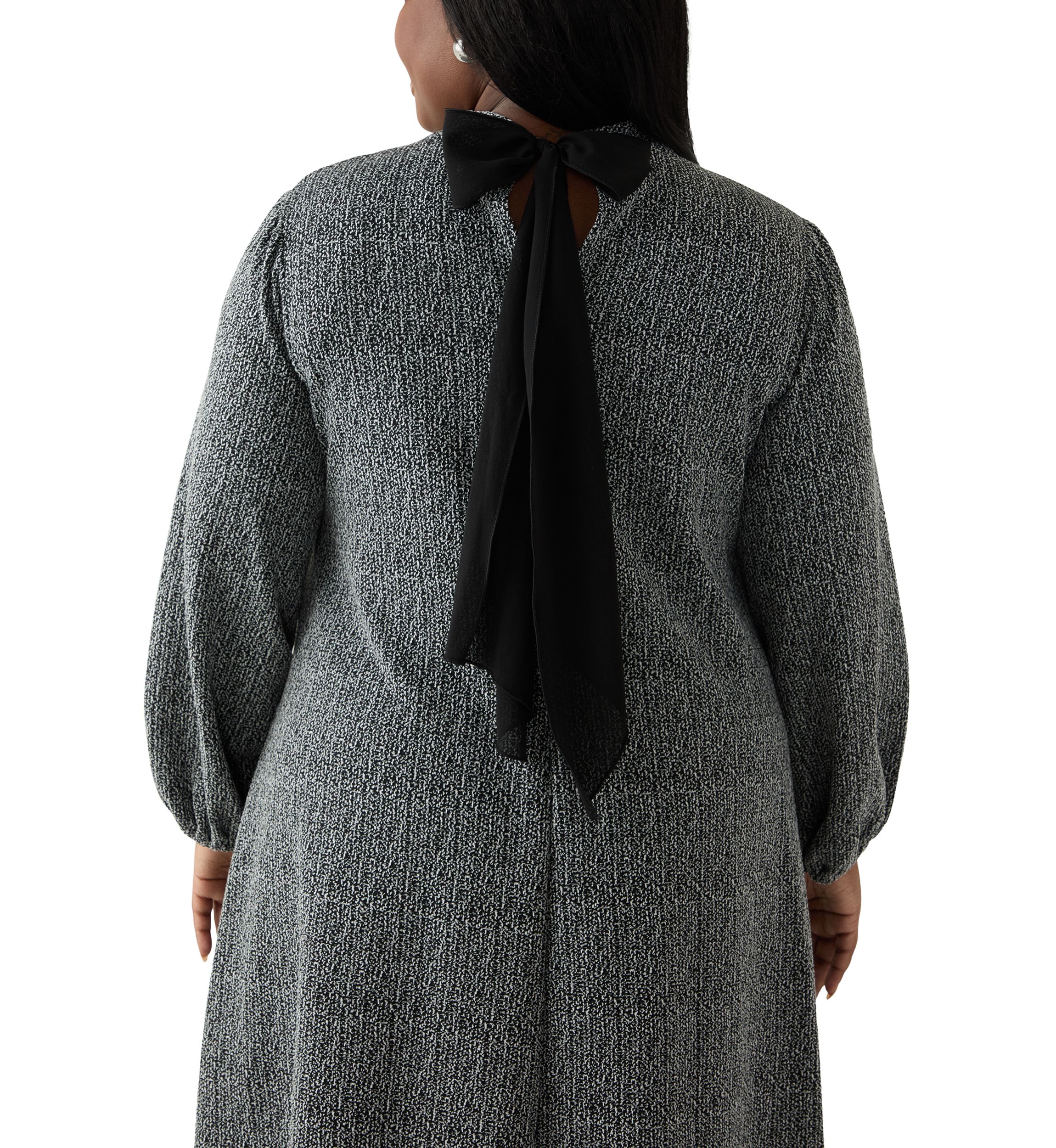 Plus Size Mock Neck A-Line Bouclé Dress