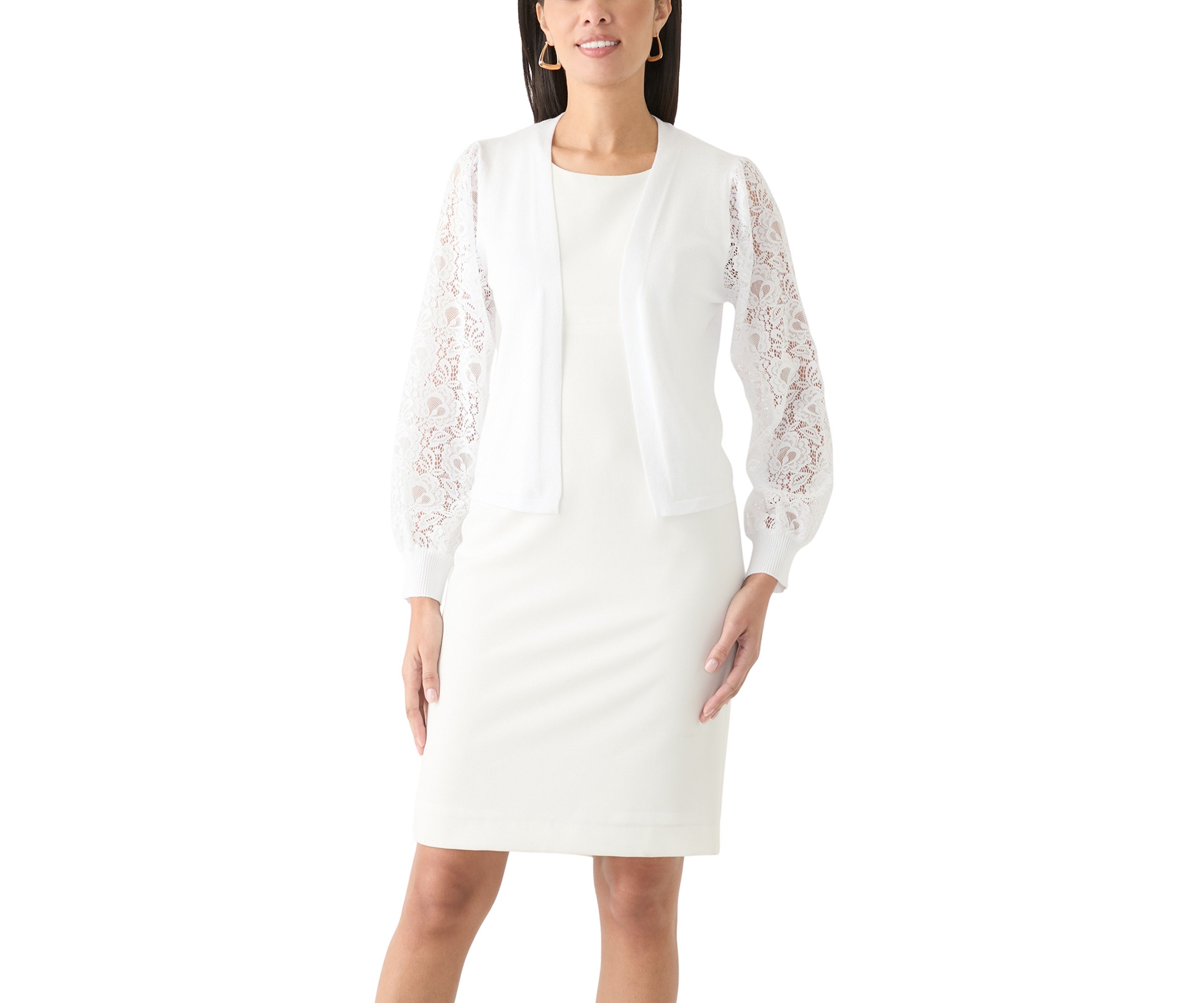 Womens Solid Lace Sleeve Shrug