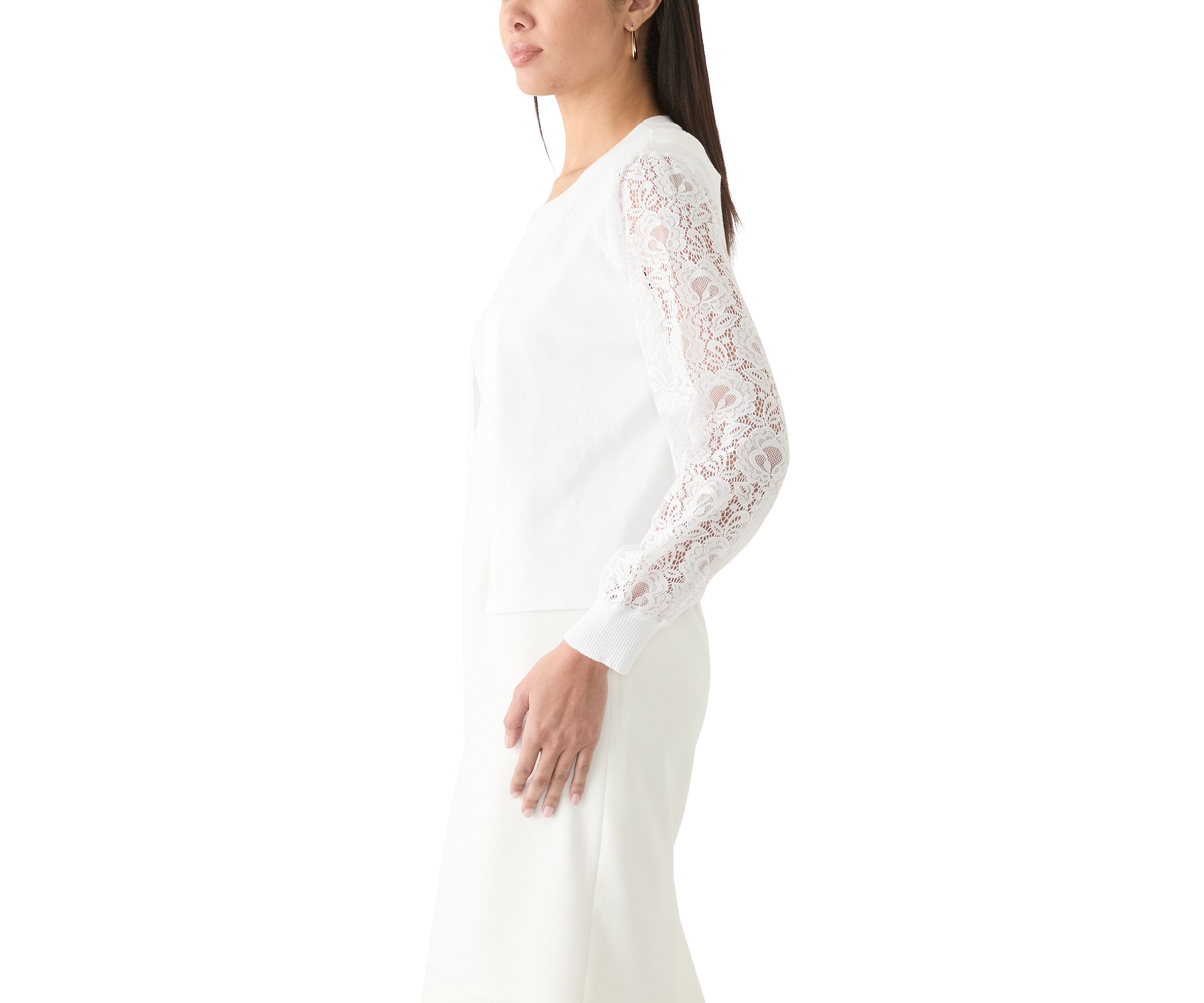 Womens Solid Lace Sleeve Shrug