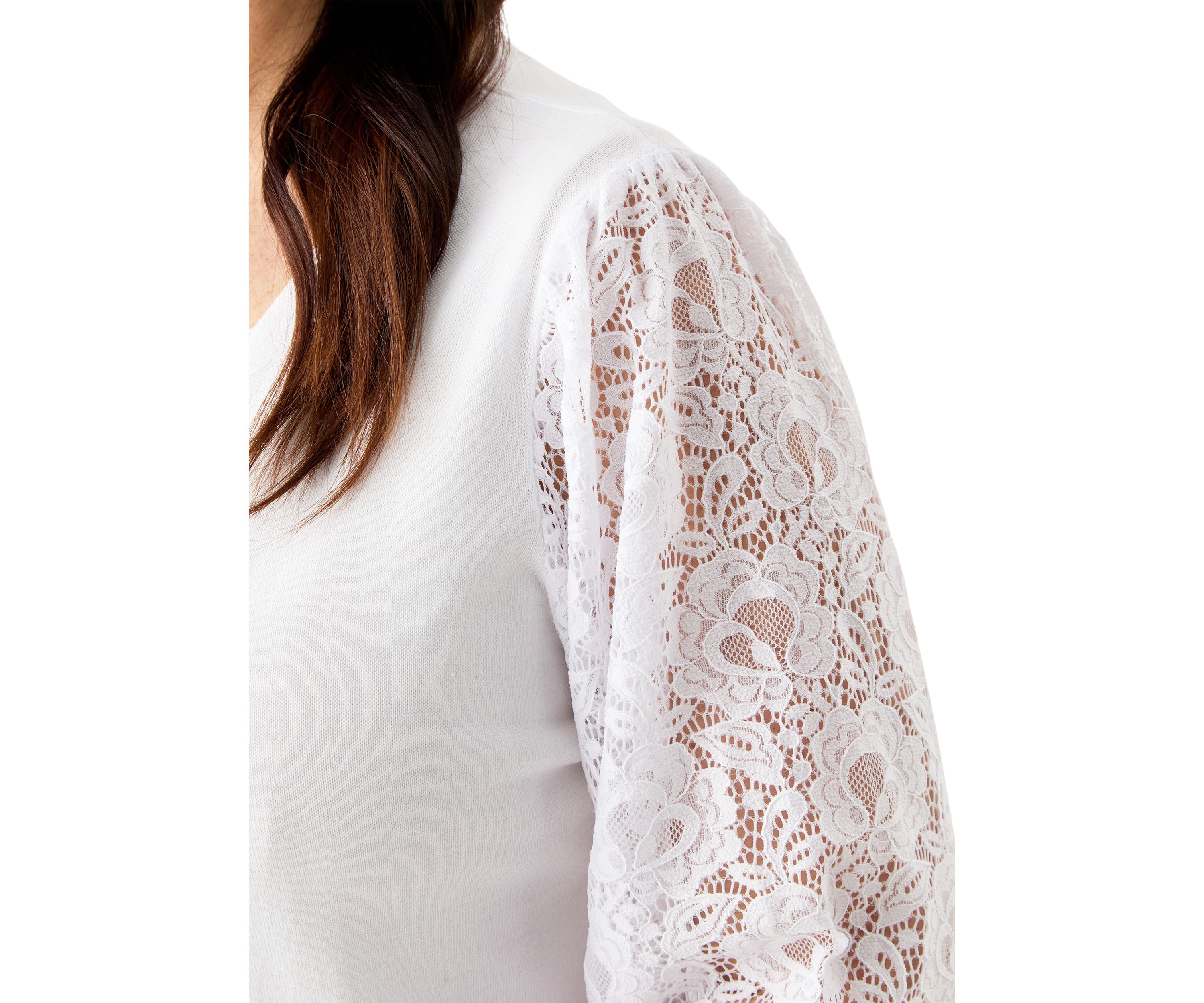 Plus Size Long Lace Sleeve Flat Knit Cardigan