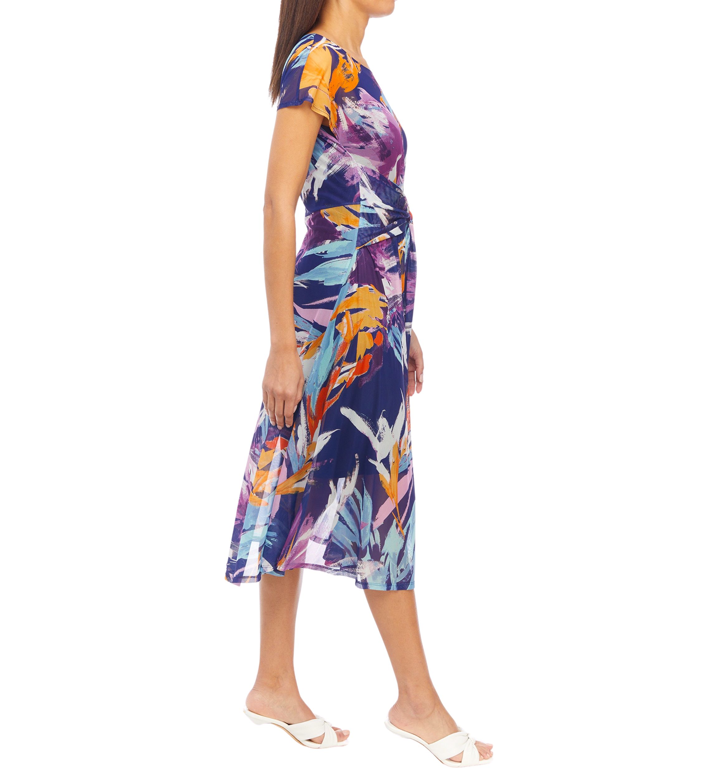 Womens Abstract Print Fit and Flare Dress