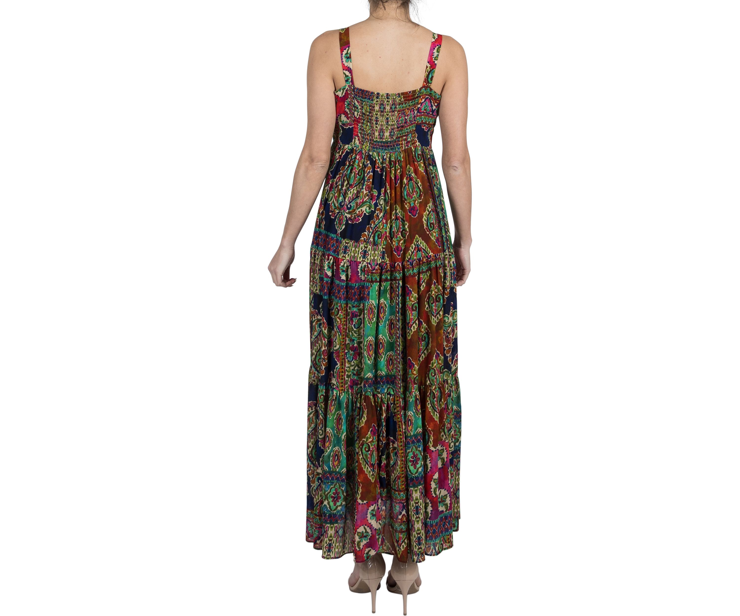 Womens Sleeveless V-Neck Printed A-Line Maxi Dress