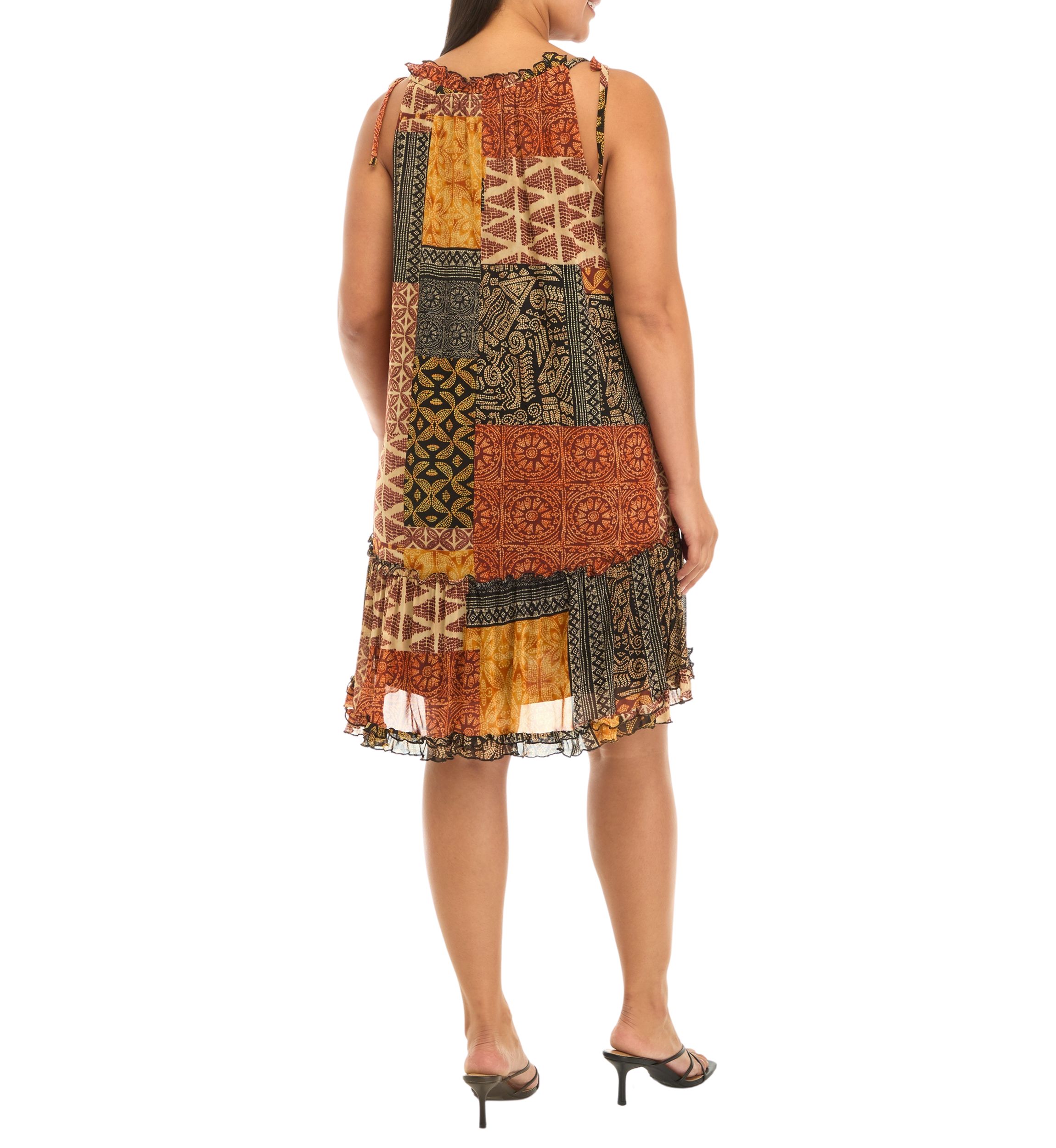 Plus Size Sleeveless Halter Print A-Line Dress