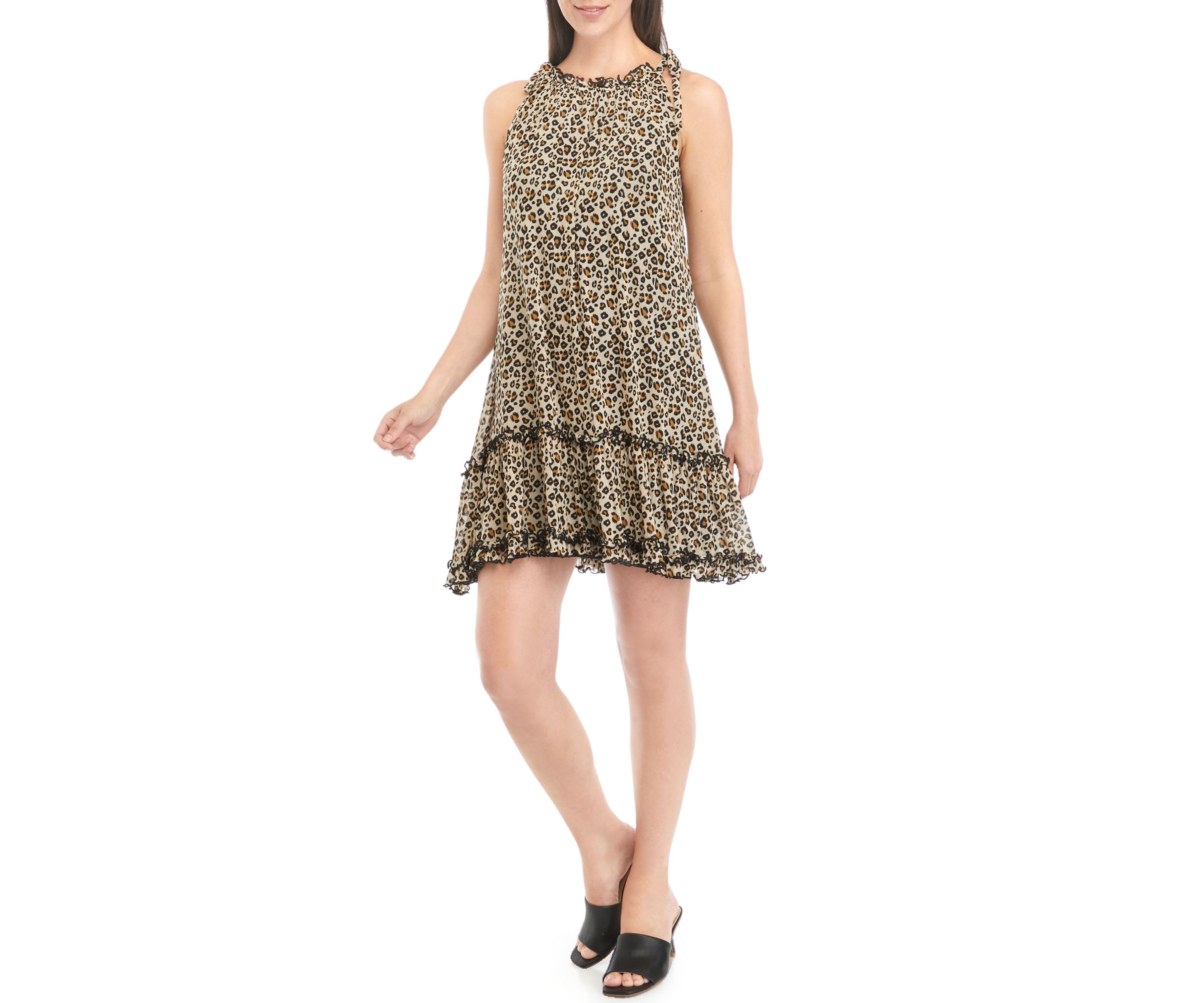 Womens Sleeveless Halter Gauze A-Line Dress